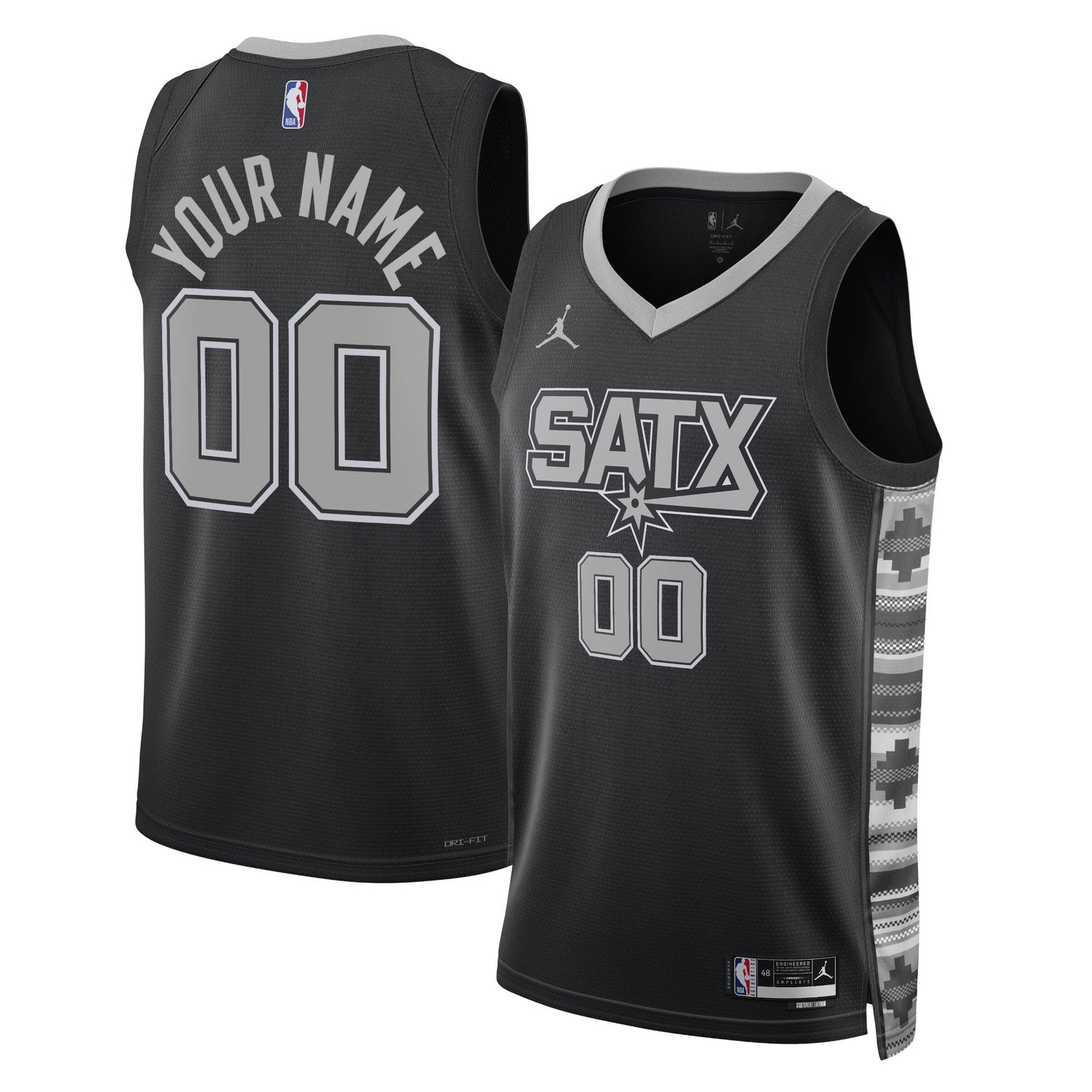 San Antonio Spurs Jordans Brand Unisex 2022/23 Swingman Custom Jersey - Statement Edition - Black