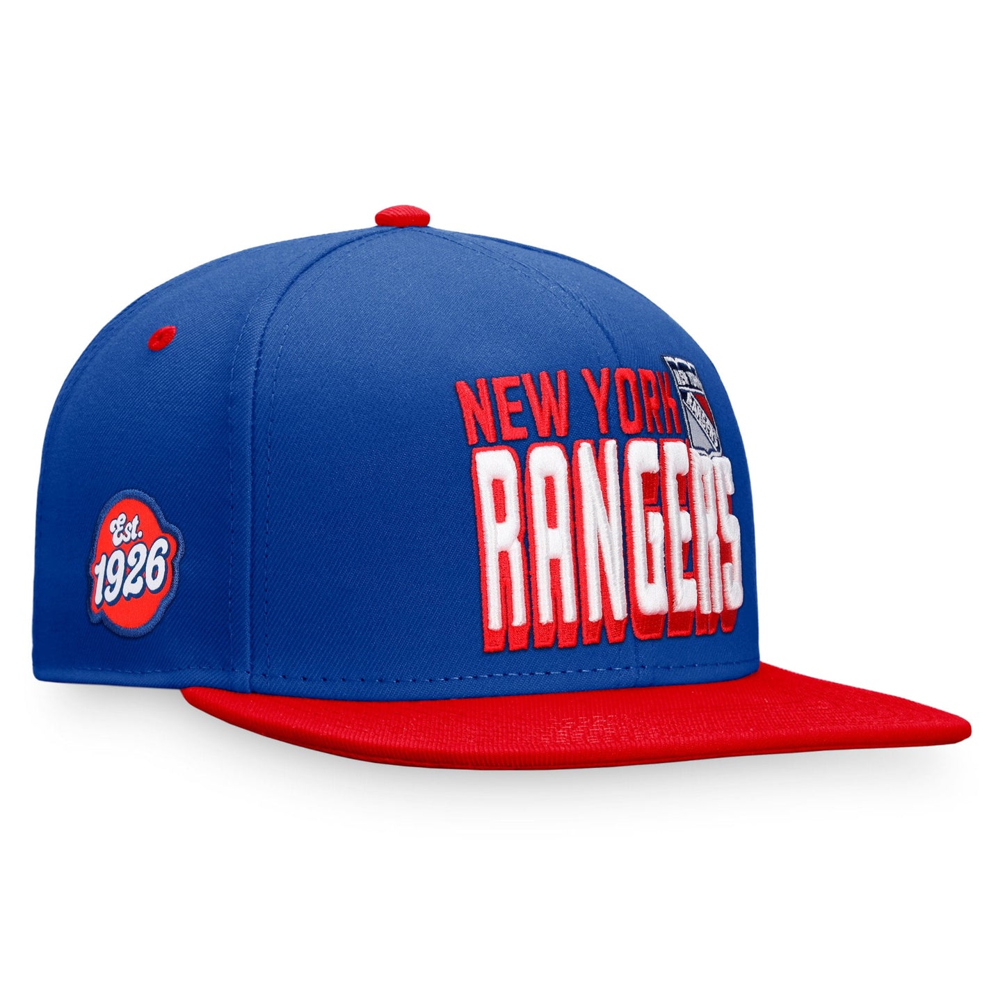 Men's Fanatics Branded Blue/Red New York Rangers Heritage Retro Two-Tone Snapback Hat - OSFA