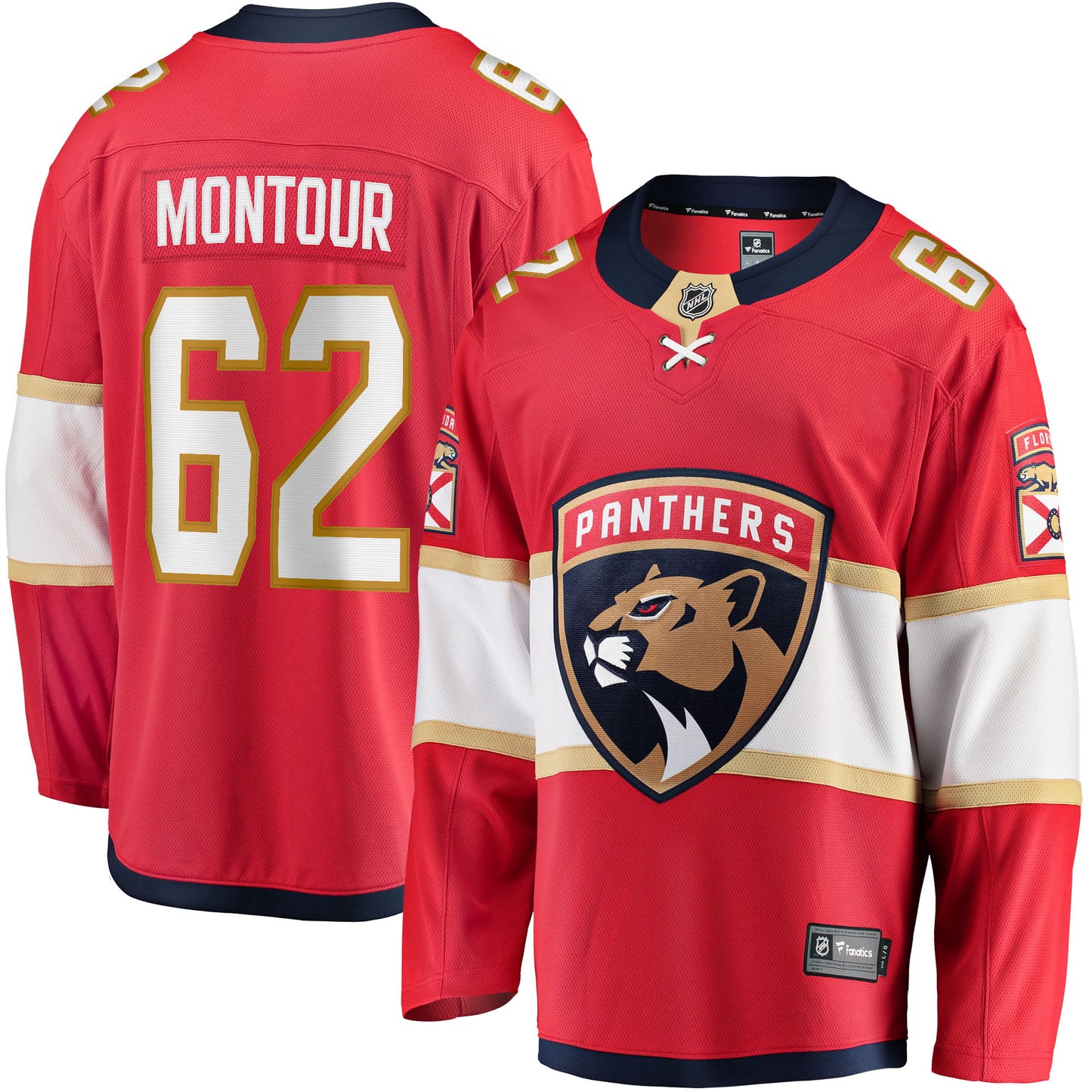 Men's Fanatics Branded Brandon Montour Red Florida Panthers Home Breakaway Player Jersey