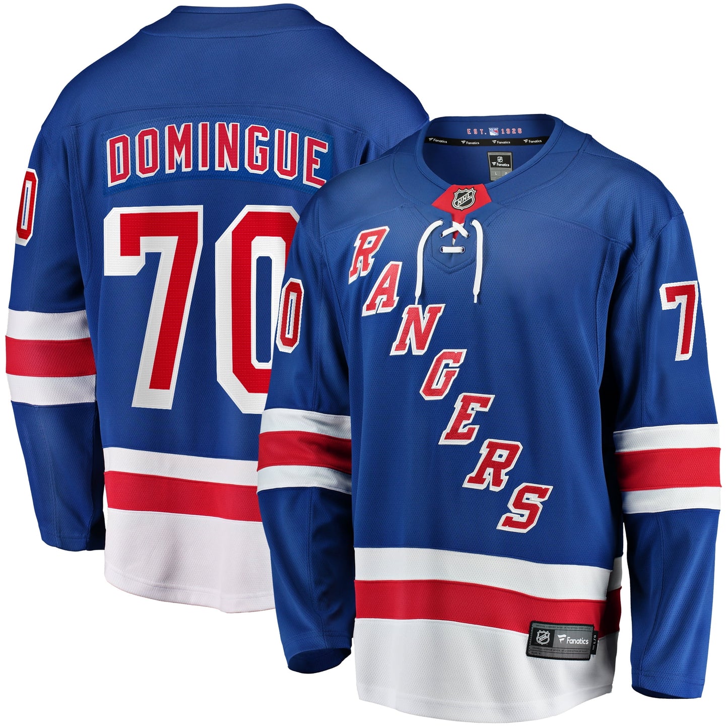 Men's Fanatics Branded Louis Domingue Blue New York Rangers Home Breakaway Jersey