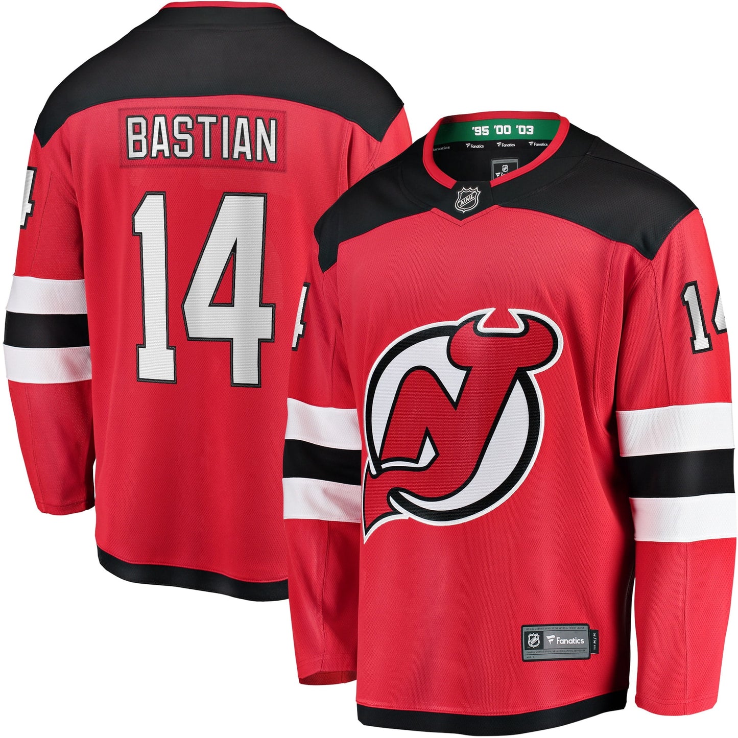 Men's Fanatics Branded Nathan Bastian Red New Jersey Devils Home Breakaway Player Jersey