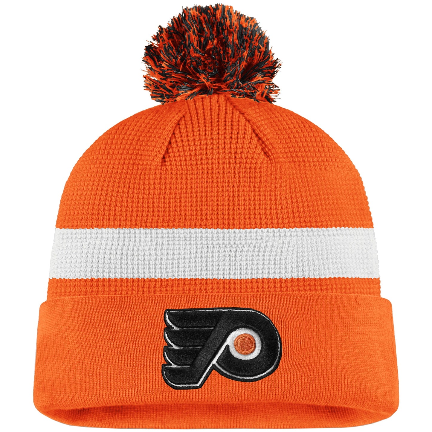 Men's Fanatics Branded Orange/White Philadelphia Flyers 2020 NHL Draft Authentic Pro Cuffed Pom Knit Hat - OSFA