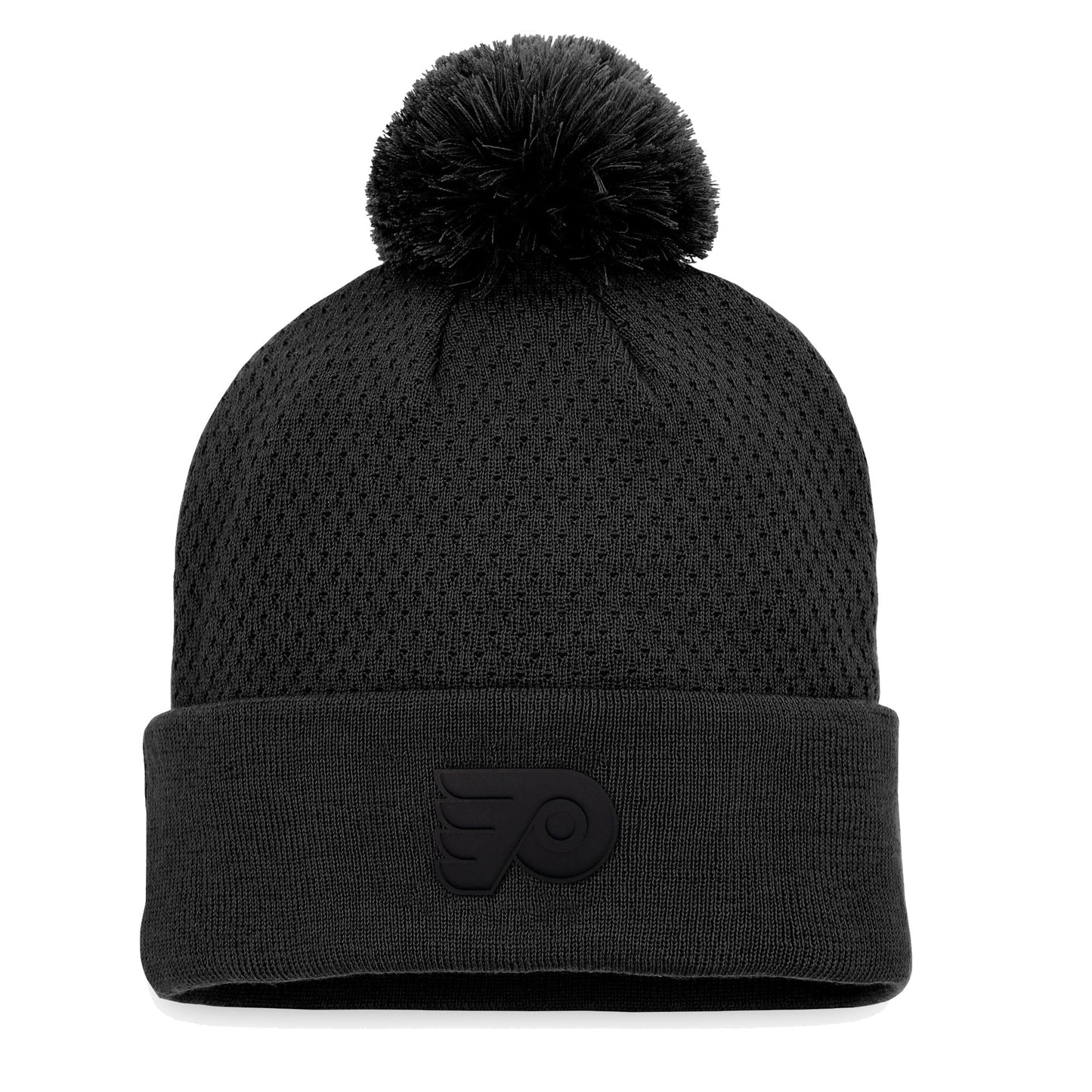 Women's Fanatics Branded Black Philadelphia Flyers Authentic Pro Road Cuffed Knit Hat with Pom - OSFA