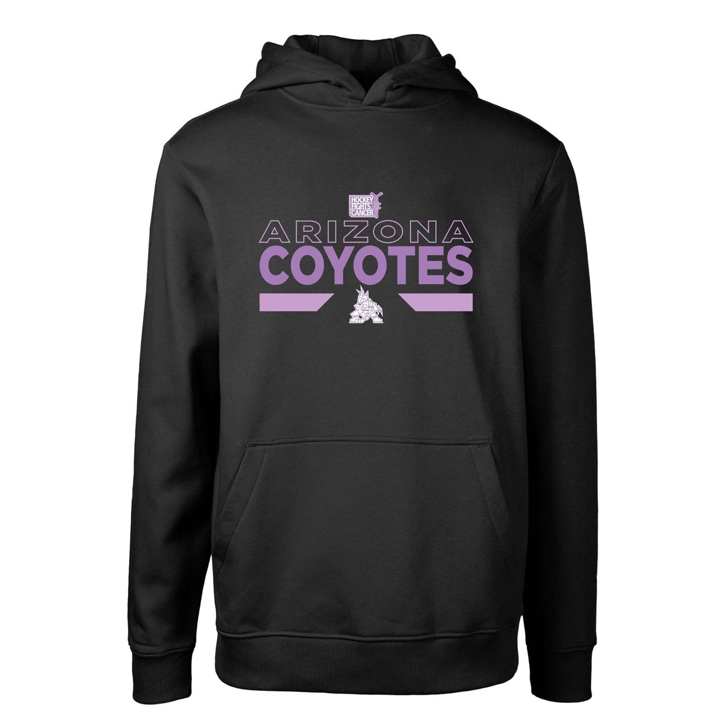 Youth Levelwear Black Arizona Coyotes Hockey Fights Cancer Podium Fleece Pullover Hoodie