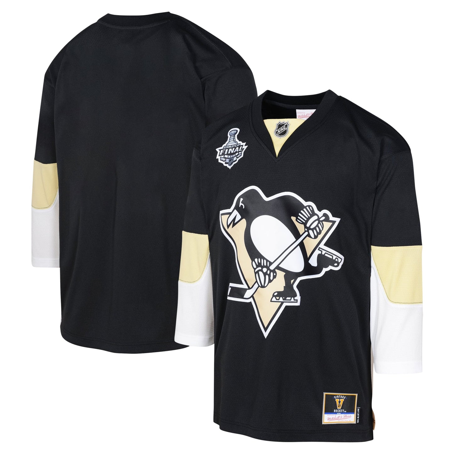 Youth Mitchell & Ness Black Pittsburgh Penguins 2008 Blue Line Blank Jersey