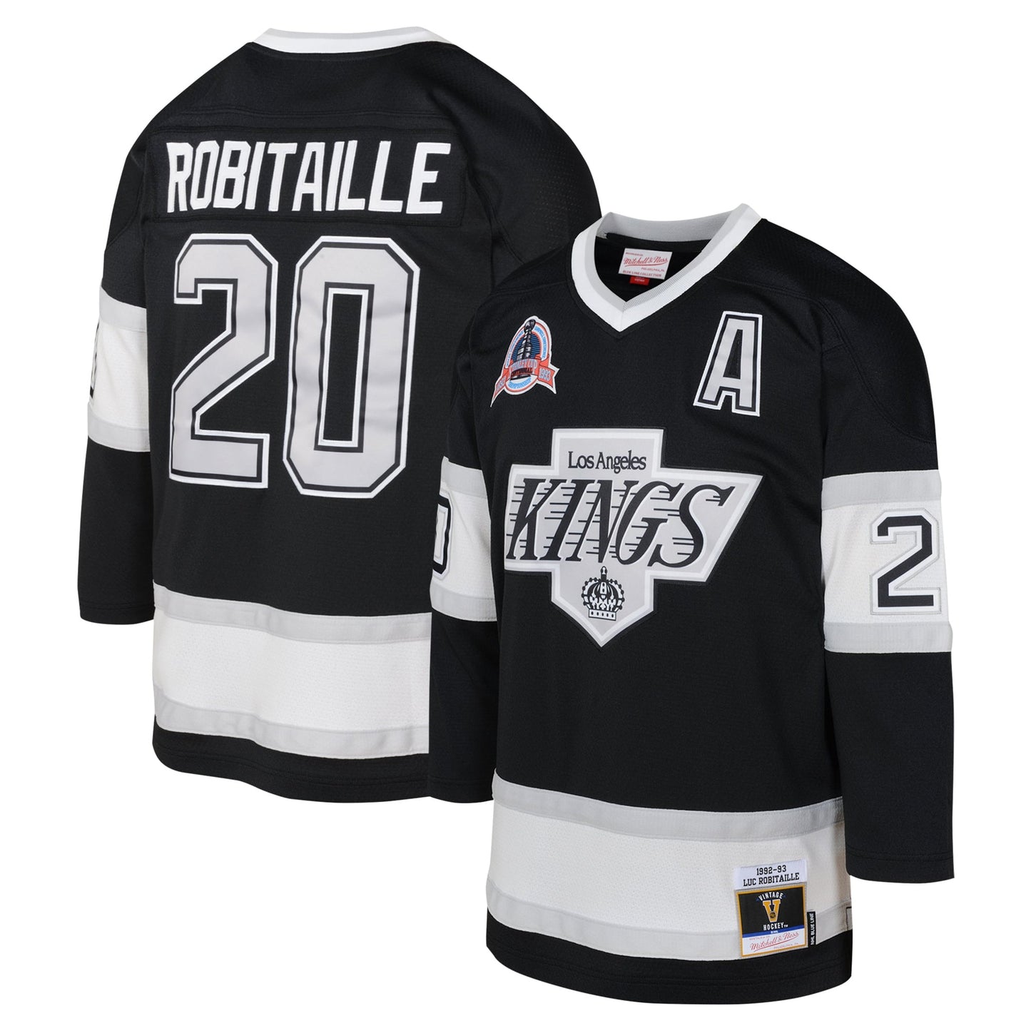 Youth Mitchell & Ness Luc Robitaille Black Los Angeles Kings 1992 Blue Line Player Jersey
